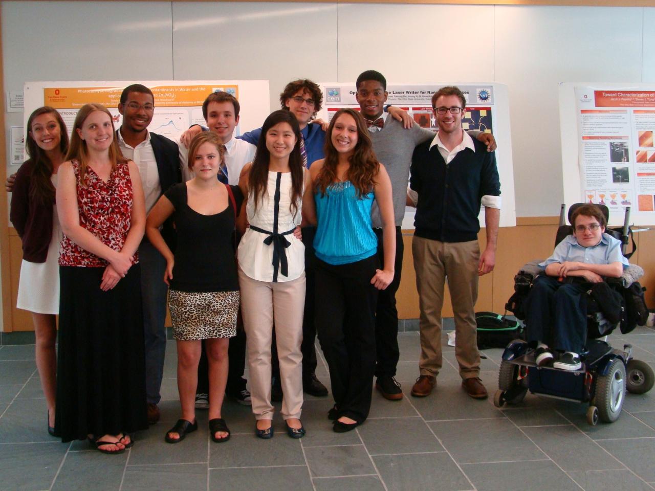 group of students standing in front of presentations
